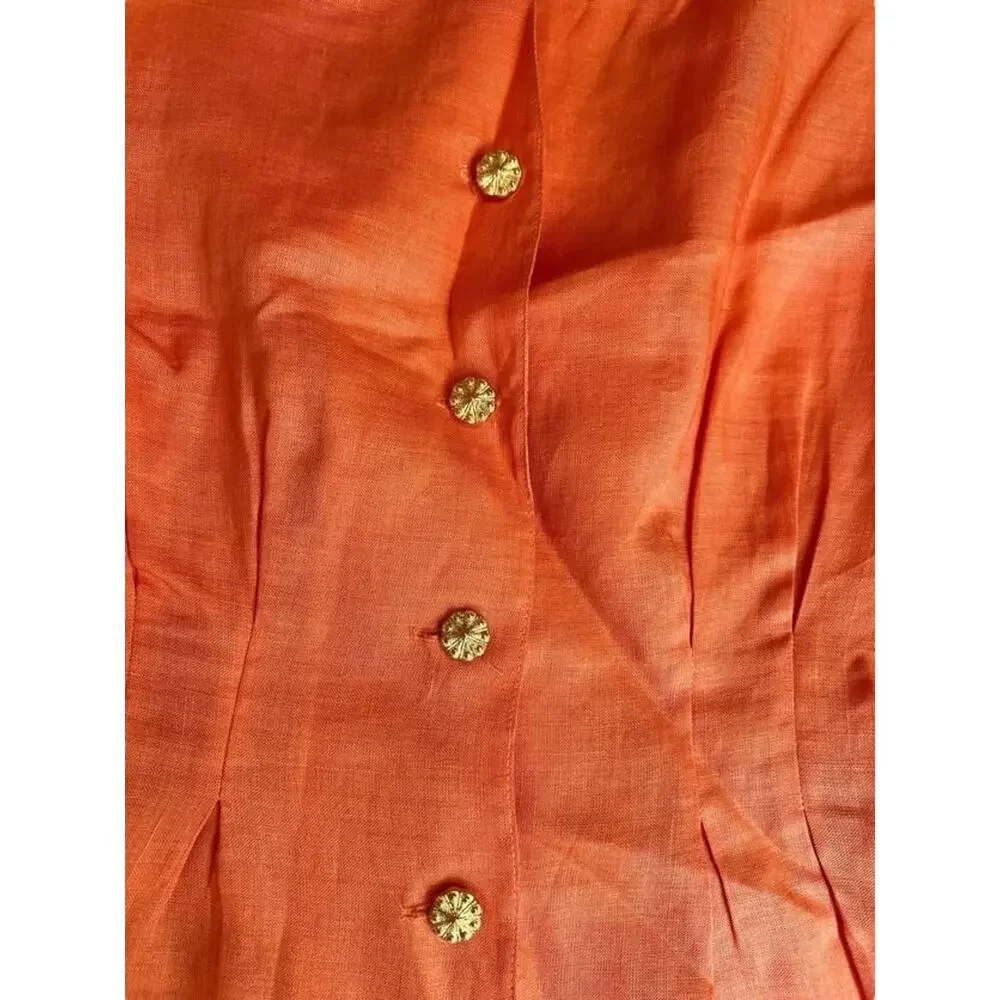 SLB by Sunny Leigh 90s Lagenlook Women's Waistcoat Linen Orange Size Small NEW